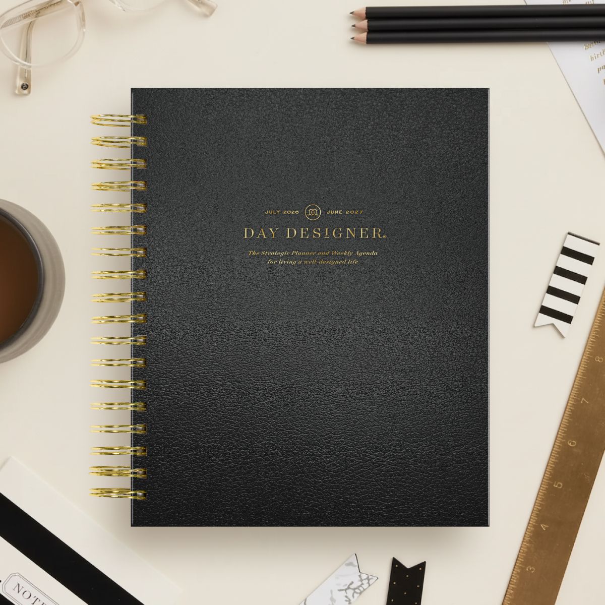2026-27 Weekly Planner: Classic Black Pebble Texture