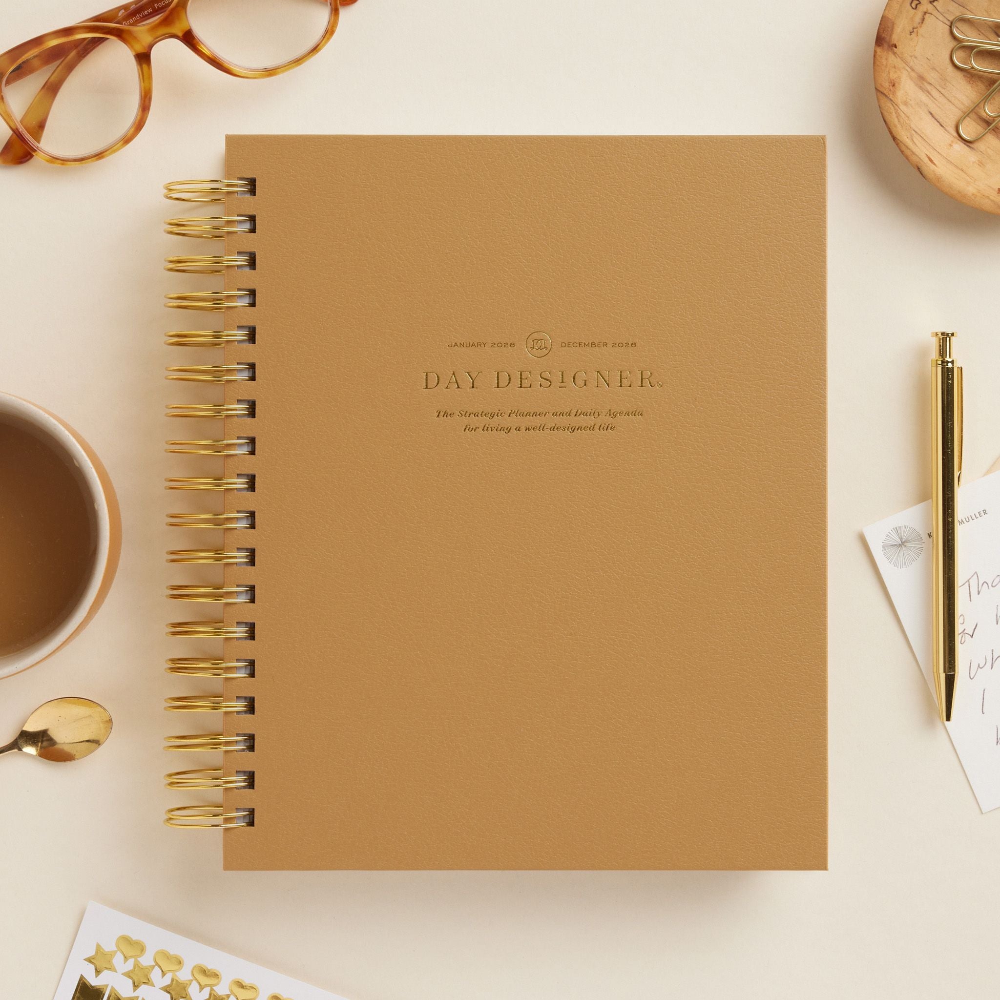 2026 Daily Planner: Caramel Latte Pebble Texture
