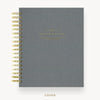Day Designer 2026-27 daily planner: Charcoal Bookcloth hard cover, gold wire binding