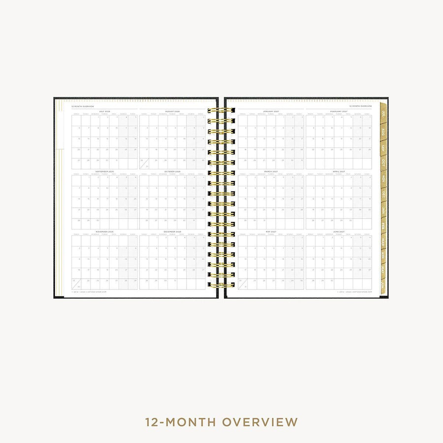 Day Designer 2026-27 weekly planner: Classic Black Pebble Texture cover with 12 month calendar