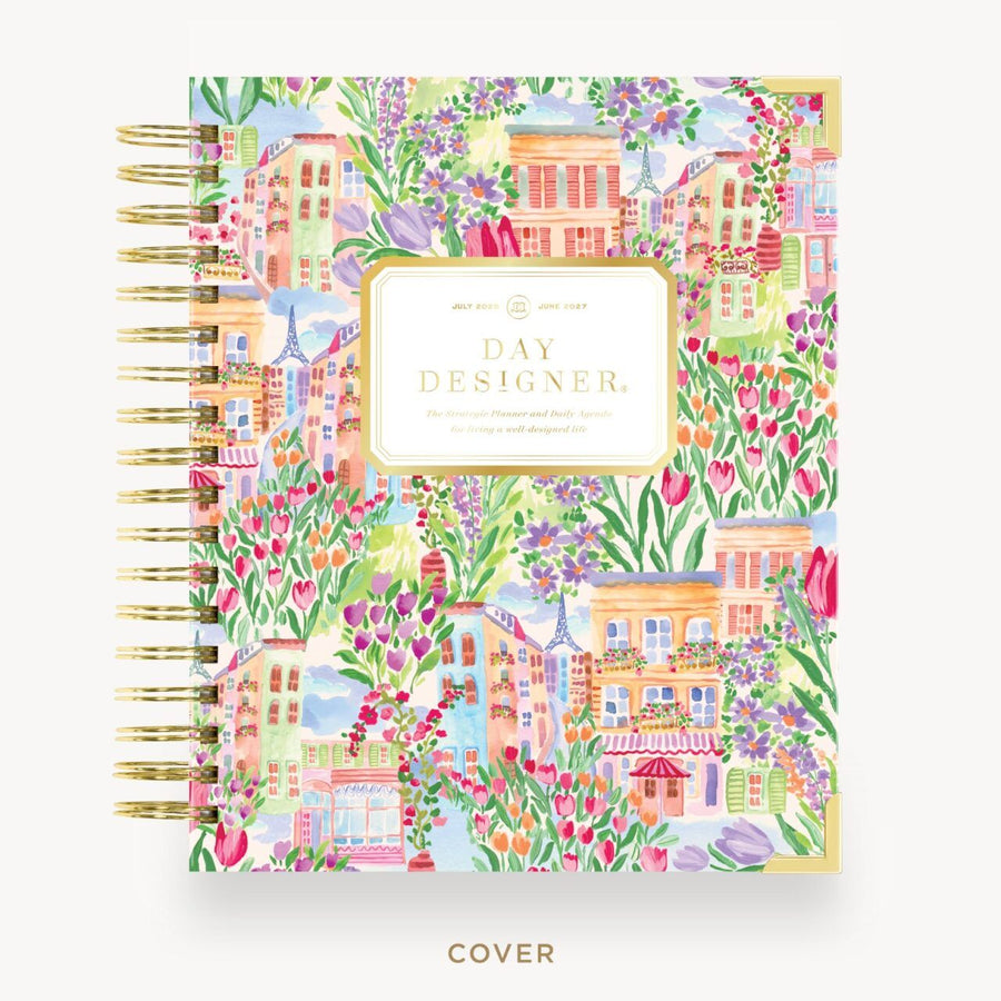 Day Designer 2026-27 daily planner: Belle Vie hard cover, gold wire binding